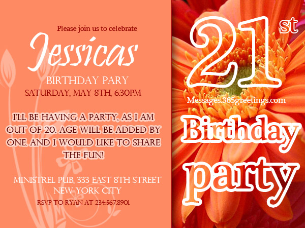 21st birthday invitation wording