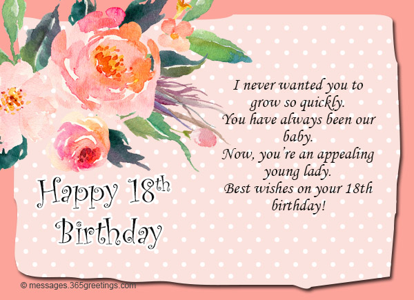 18th Birthday Card Messages For Girl