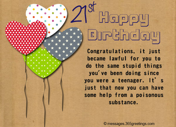 21st birthday wishes card