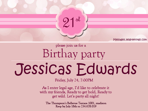 21st Birthday Invitation Wording Ideas