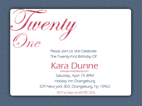 21St Invitation Wording 2