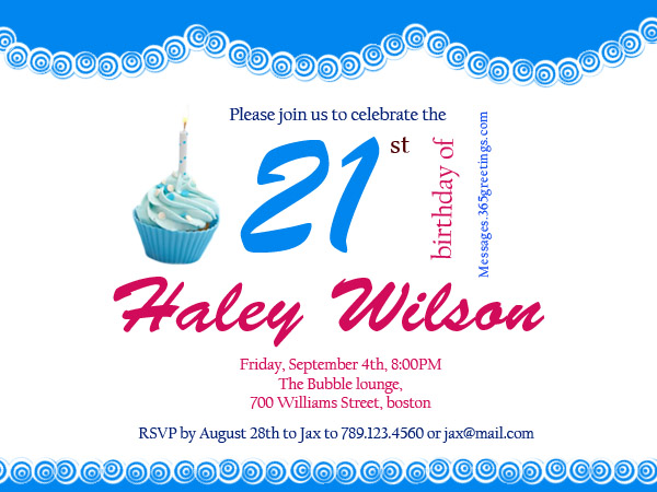 birthday invitation letter for 21st 21st Birthday 365greetings.com  Invitations