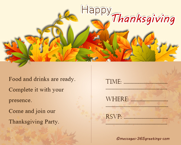 Thanksgiving Invitation Card Sample 5