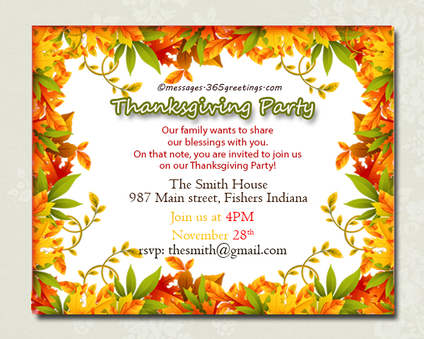 Thanksgiving Party Invitation Wording 10